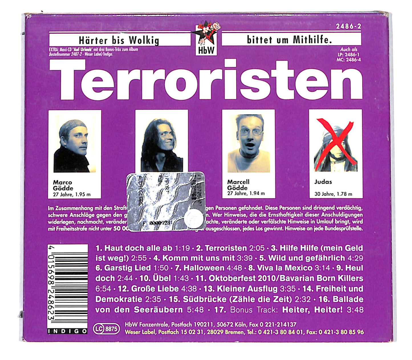 EBOND Harter Bis Wolkig - Terroristen DIGIPACK CD CB062356