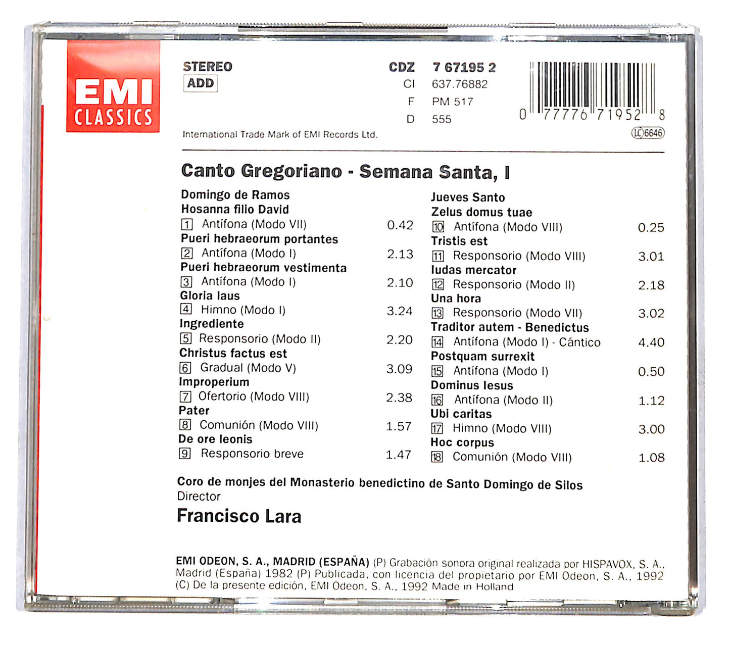 EBOND Various - Canto Gregoriano: Semana Santa I CD CB068419