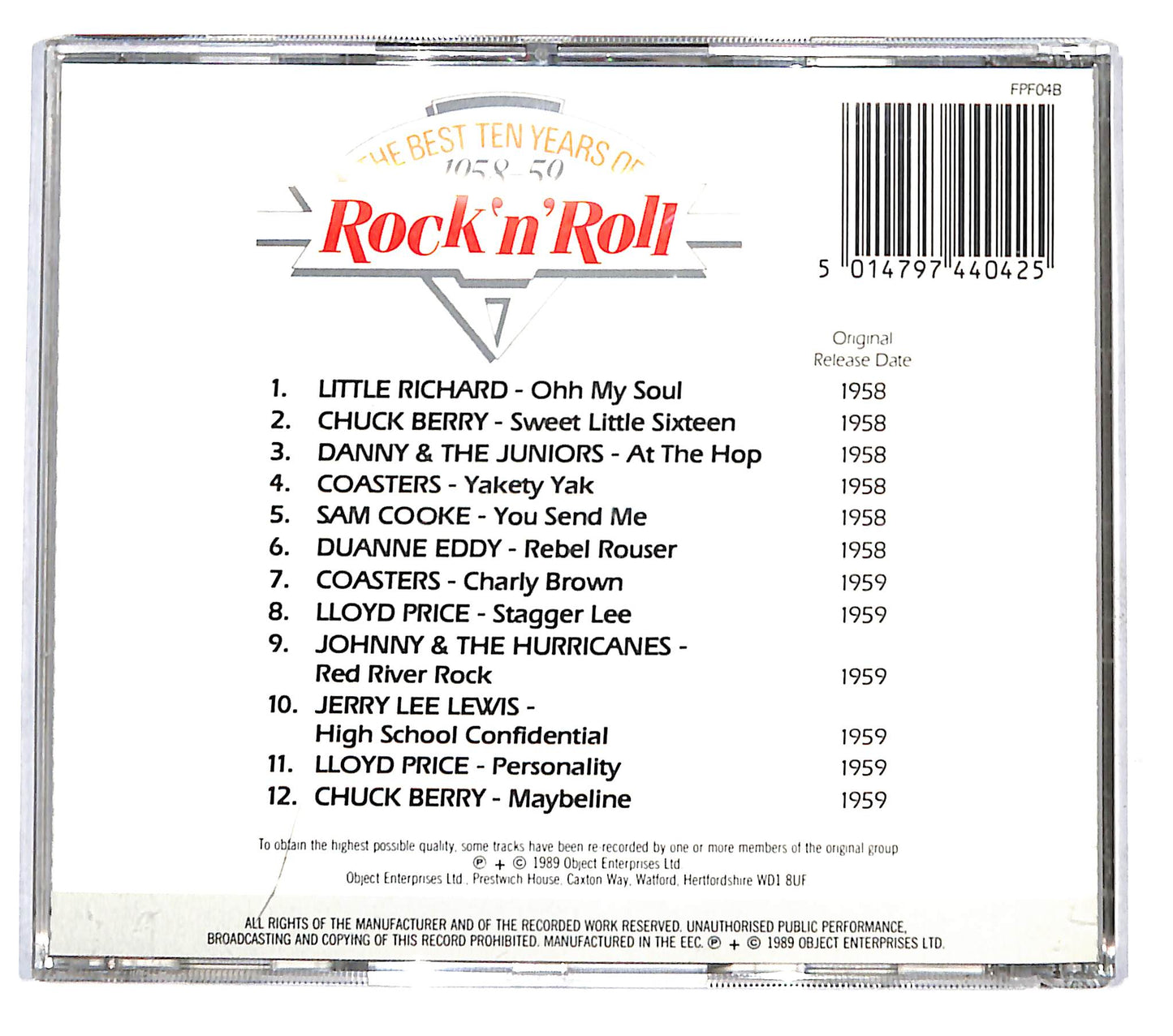 EBOND Various - The Best Ten Years Of Rock 'n' Roll 1958-59 CD CB068429