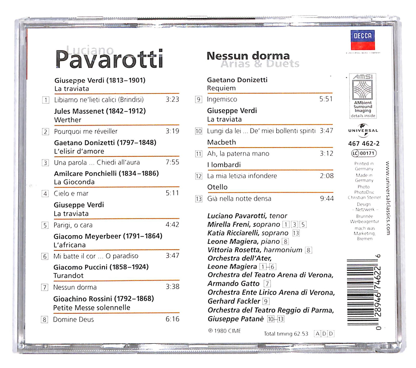 EBOND Luciano Pavarotti - Nessun Dorma (Arias & Duets) CD CB073862