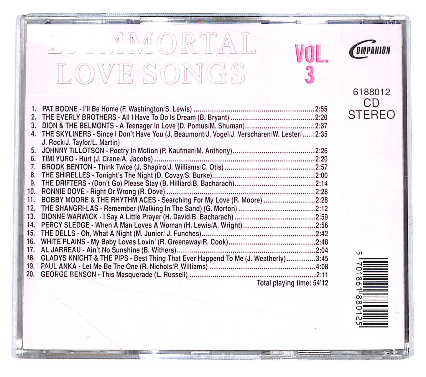 EBOND Various - 20 Immortal Love Songs - Vol.3 CD CB074035