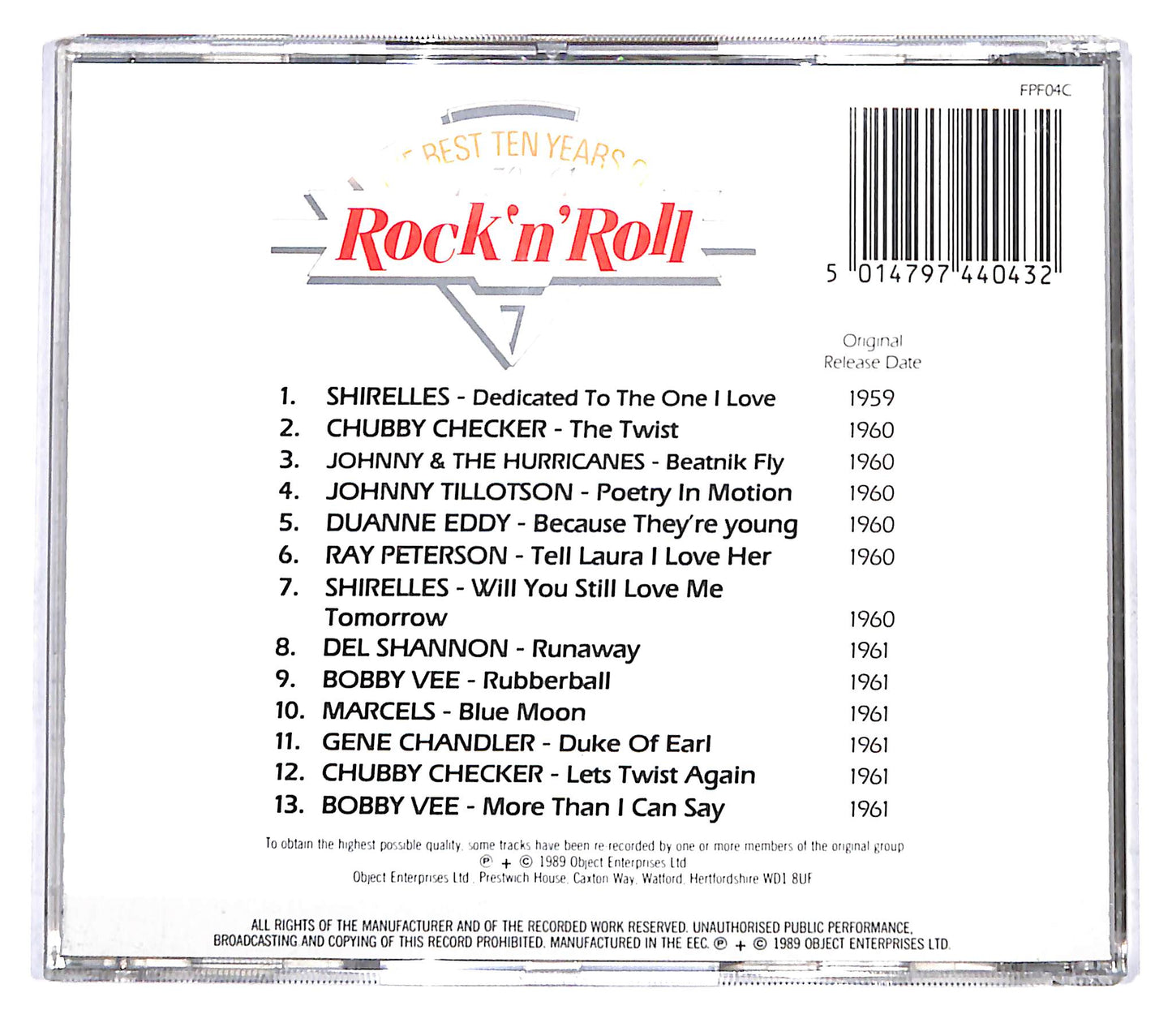 EBOND Various - The Best Ten Years Of Rock 'n' Roll 1959-61 CD CB074546