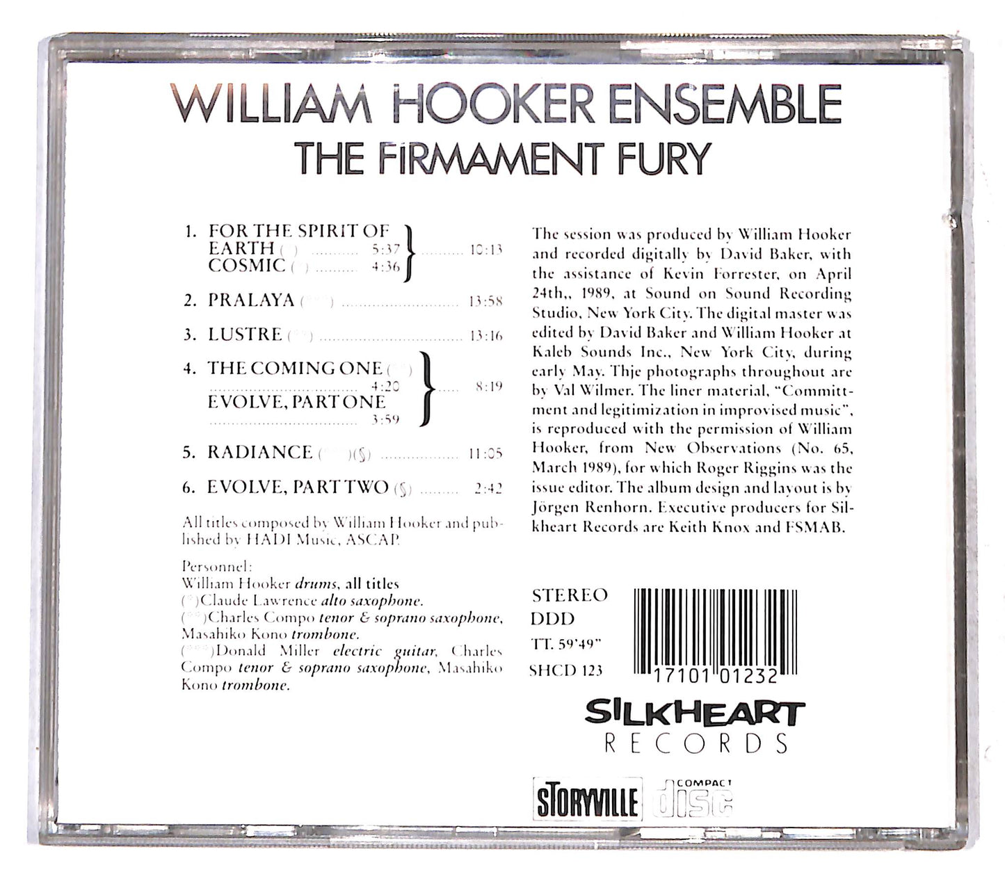 EBOND William Hooker Ensemble - The Firmament / Fury CD CB074924