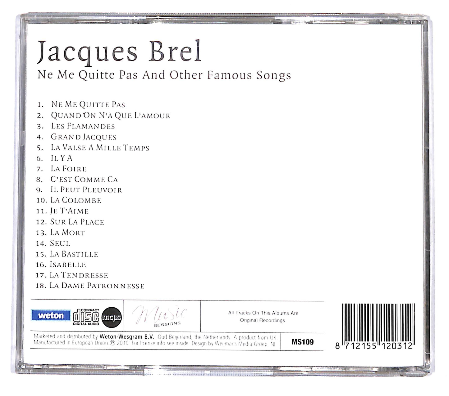 EBOND Jacques Brel - Ne Me Quitte Pas And Other Famous Songs CD CB094558