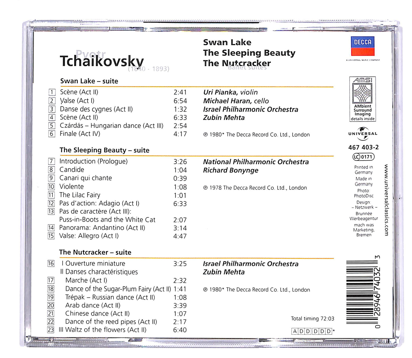 EBOND Tchaikovsky - Swan Lake The Sleeping Beauty The Nutcracker CD CD046216