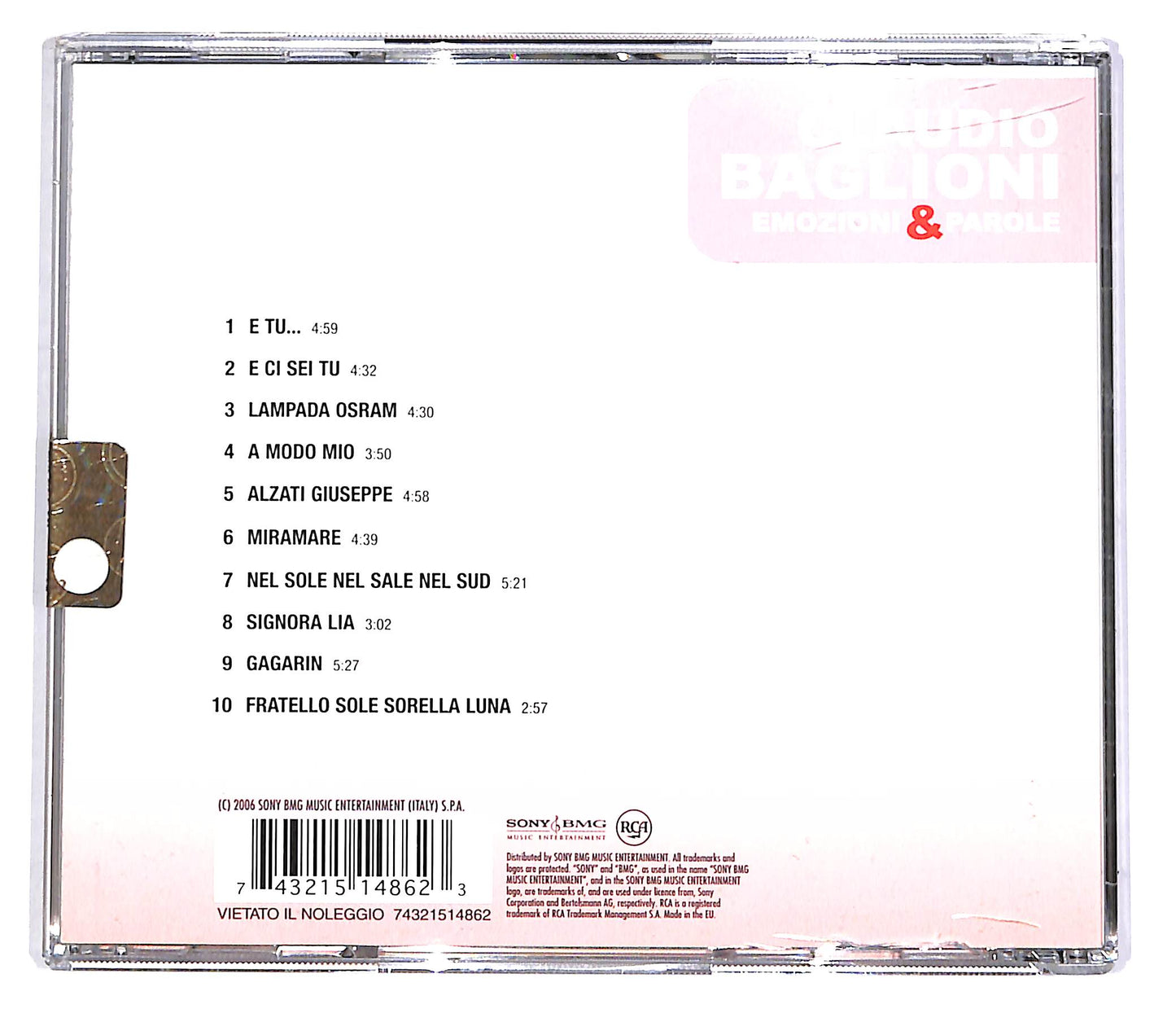 EBOND Claudio Baglioni - Emozioni & Parole CD CD046840