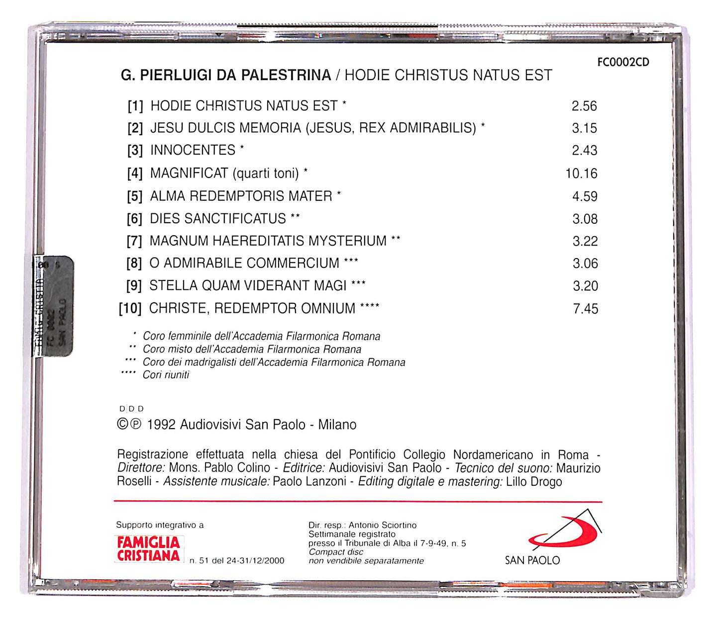 EBOND G. Pierluigi Da Palestrina - Hodie Christus Natus Est EDITORIA CD CD046923