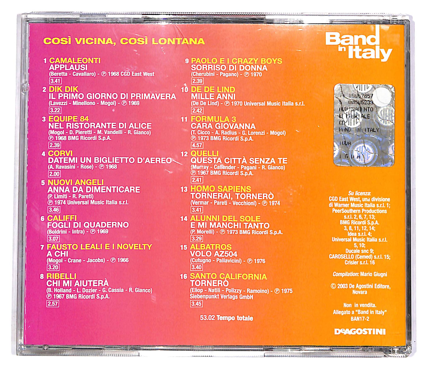 EBOND Various - Cosi Vicina, Cosi Lontana EDITORIALE CD CD047040