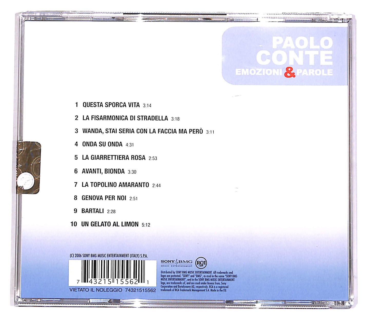 EBOND Paolo Conte - Emozioni & Parole CD CD047130