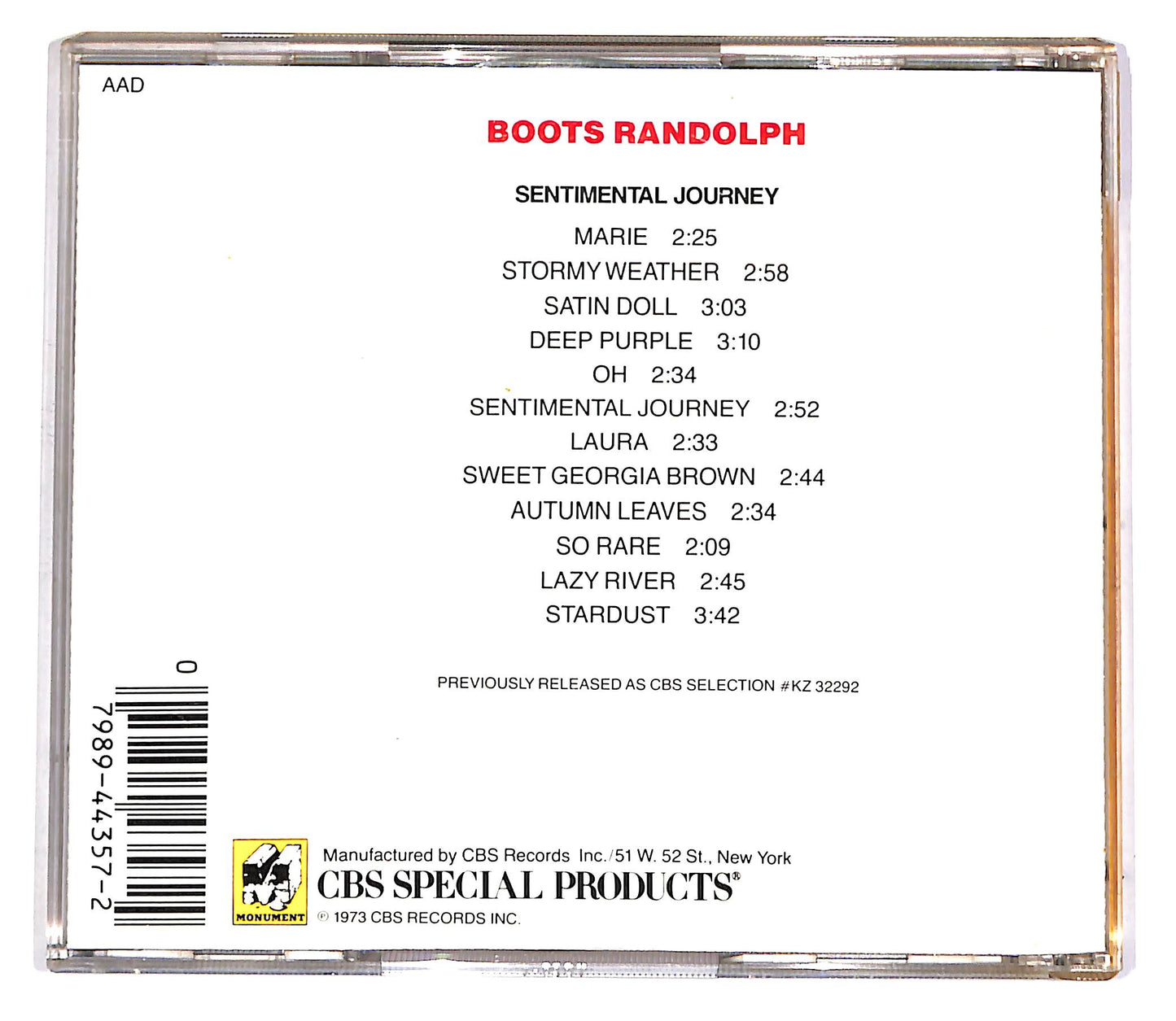EBOND Boots Randolph - Sentimental Journey CD CD048540