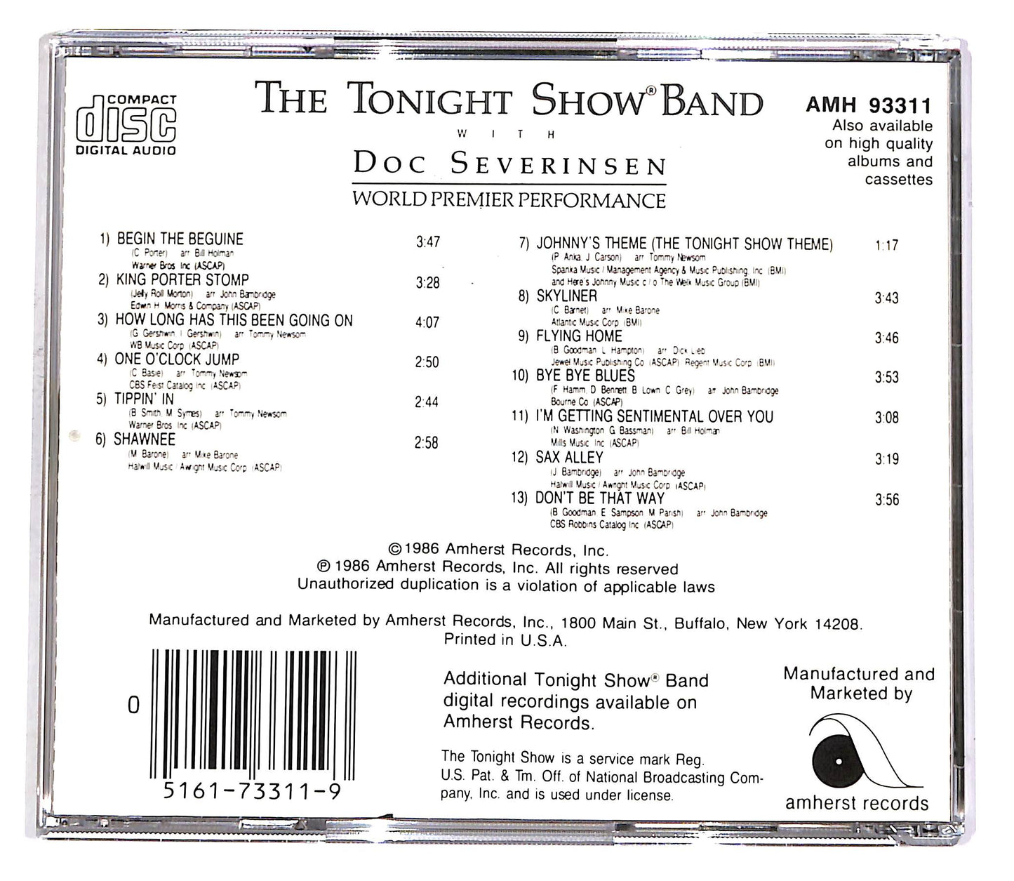 EBOND The Tonight Show Band - With Doc Severinsen CD CD048542
