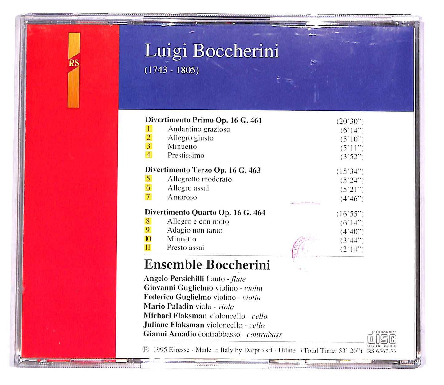 EBOND Ensemble Boccherini - Tre Divertimenti Op.16 EDITORIALE CD CD048737