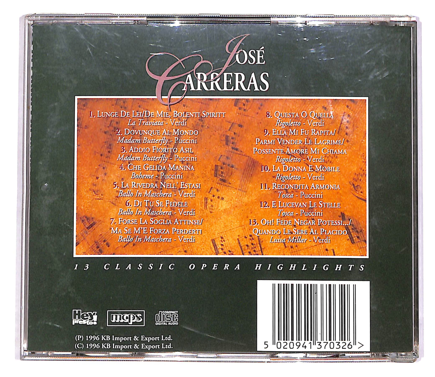 EBOND Jose Carreras - 13 Classic Opera Highlights CD CD049023