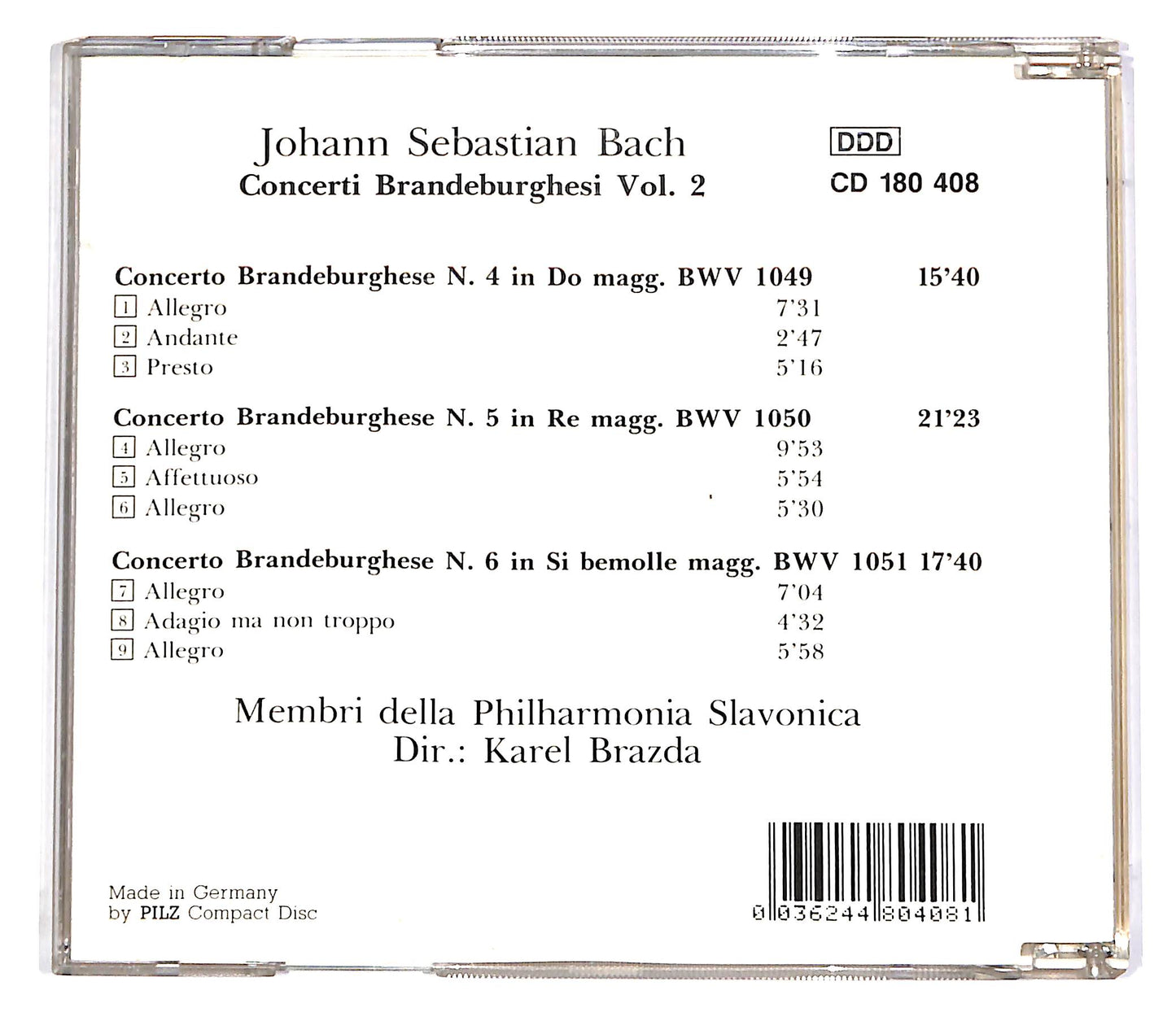 EBOND J.S. Bach - Concerti Brandeburghesi Vol. 2 CD CD049025