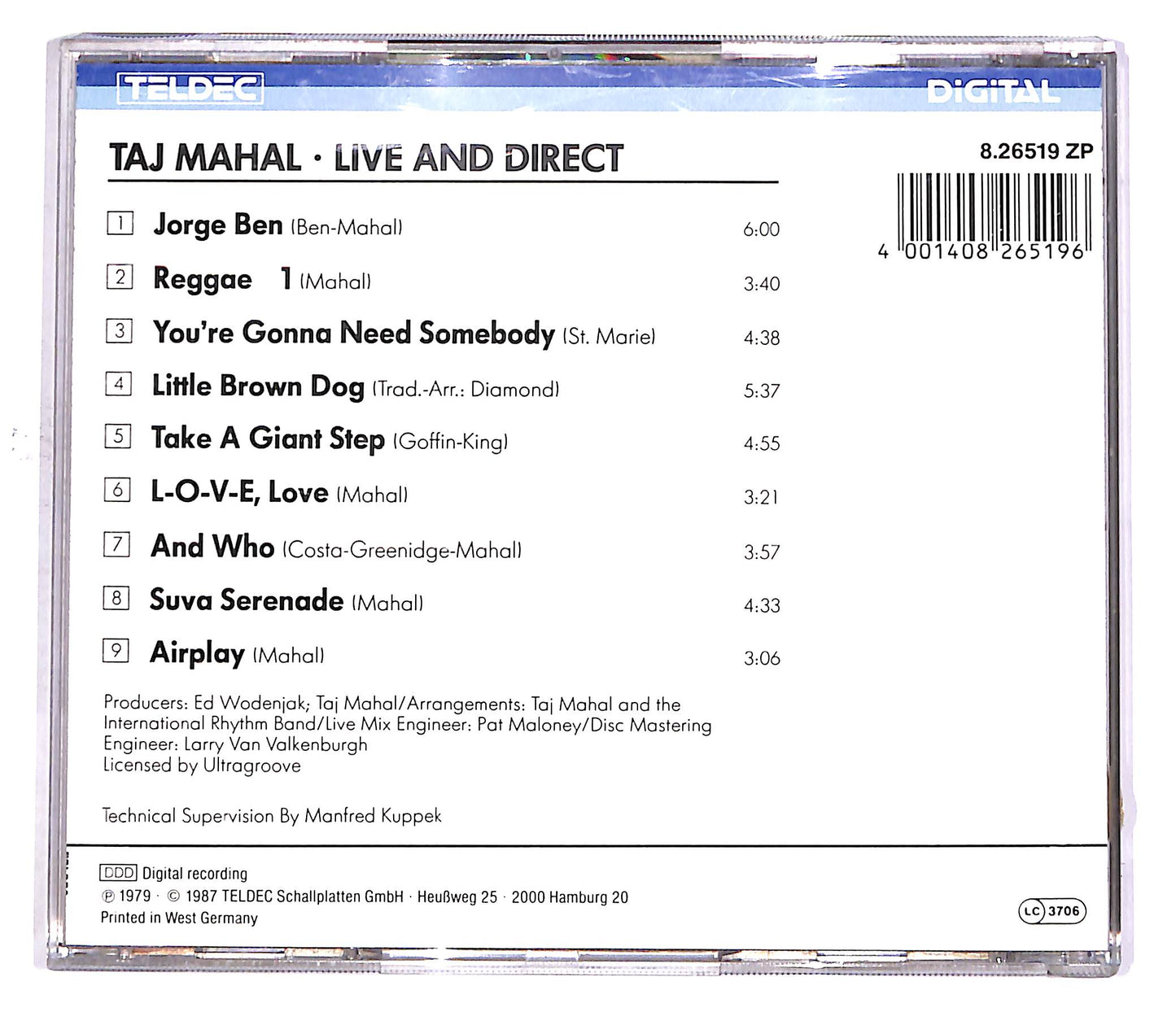 EBOND Taj Mahal - Live And Direct CD CD049250