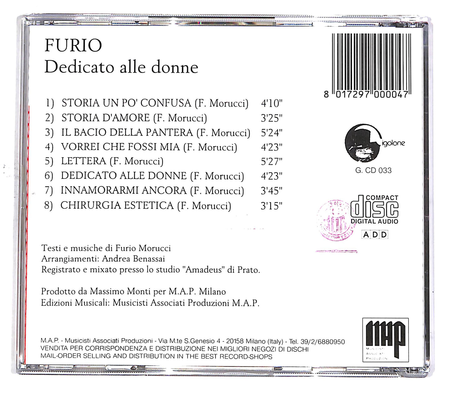 EBOND Furio - Dedicato Alle Donne CD CD049517