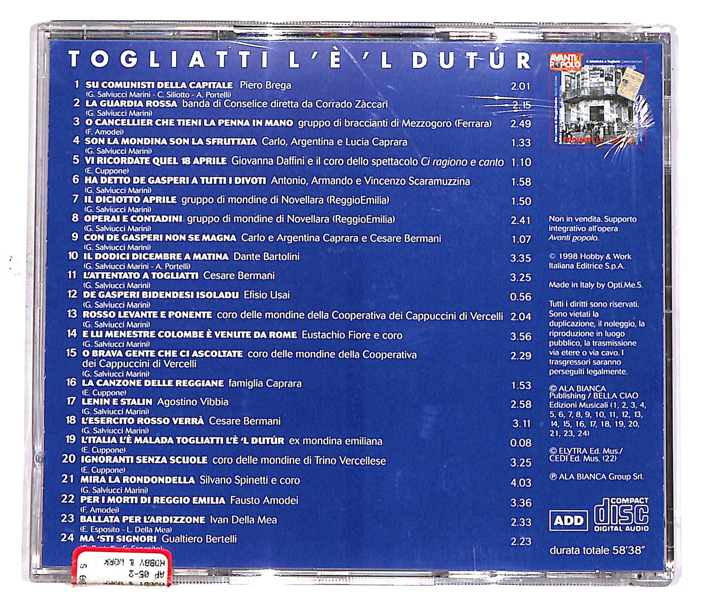 EBOND Avanti Popolo - Togliatti L'E' 'L Dutur EDITORIALE CD CD049610