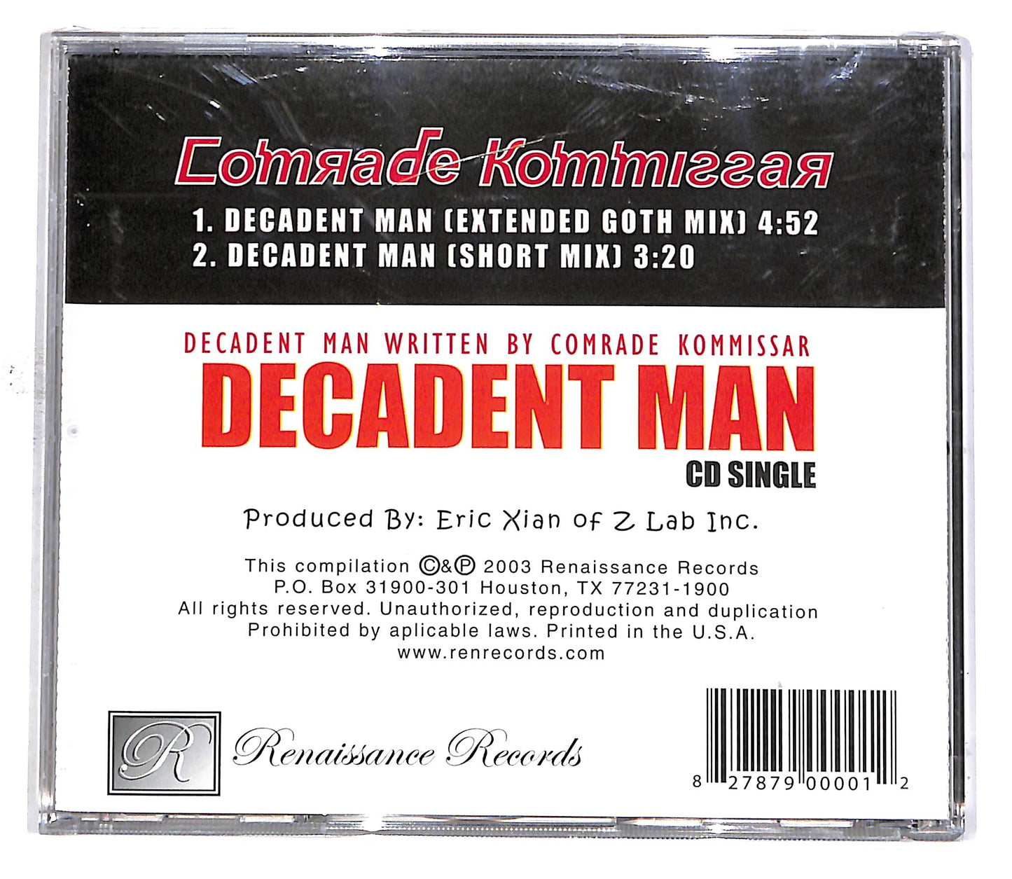 EBOND Comrade Kommissar - Decadent Man EDITORIALE CD CD049725