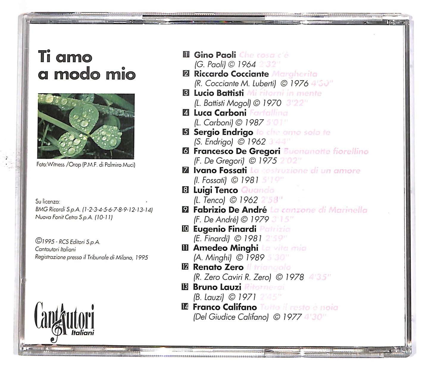EBOND Cantautori Italiani Vol. 2 - Ti Amo A Modo Mio EDITORIALE CD CD049955