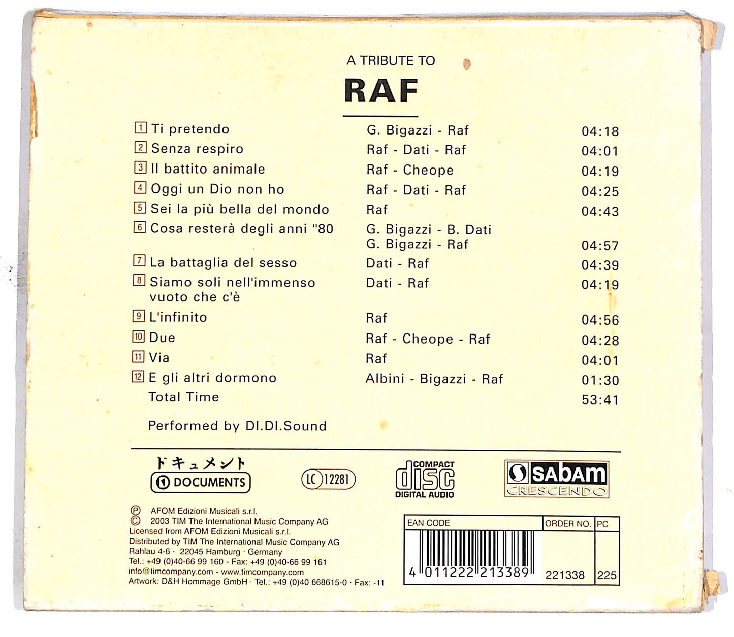 EBOND A Tribute To Raf CD CD050010