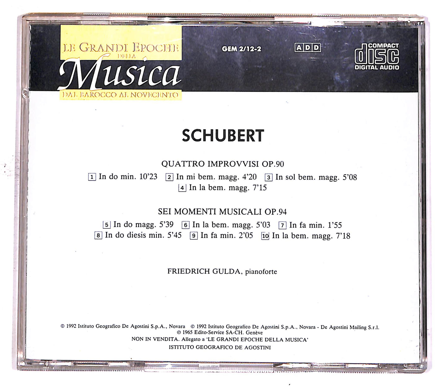 EBOND Schubert - Quattro Improvvisi - Sei Momenti Musicali EDITORIA CD CD050115