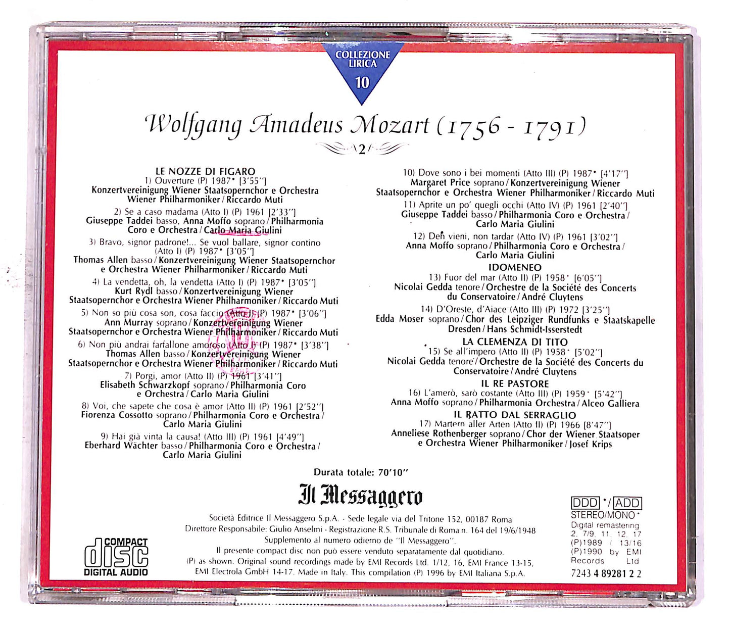 EBOND Collezione Lirica 10 - Mozart 2 EDITORIALE CD CD050118