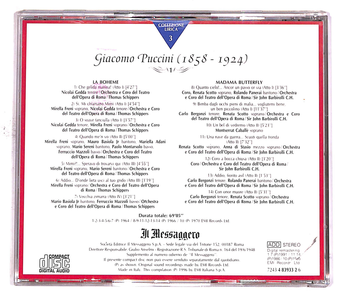 EBOND Collezione Lirica 3 - Puccini 1 EDITORIALE CD CD050120