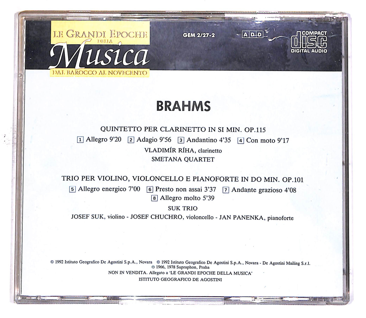 EBOND Brahms - Quintetto Op.115, Trio Op.101 - II Vol.27 EDITORIALE CD CD050127