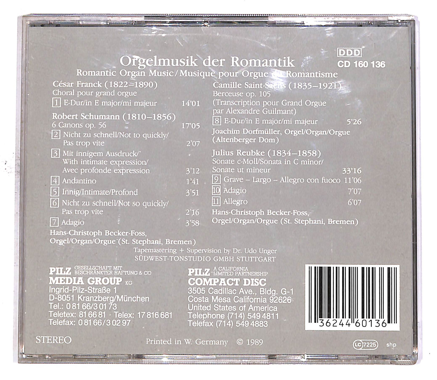 EBOND Orgelmusik Der Romantik EDITORIALE CD CD050138