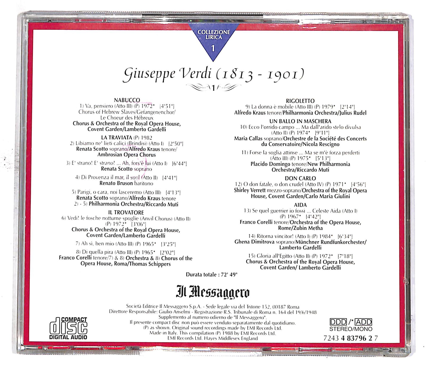 EBOND Collezione Lirica Vol.1 - Verdi 1 EDITORIALE CD CD050152