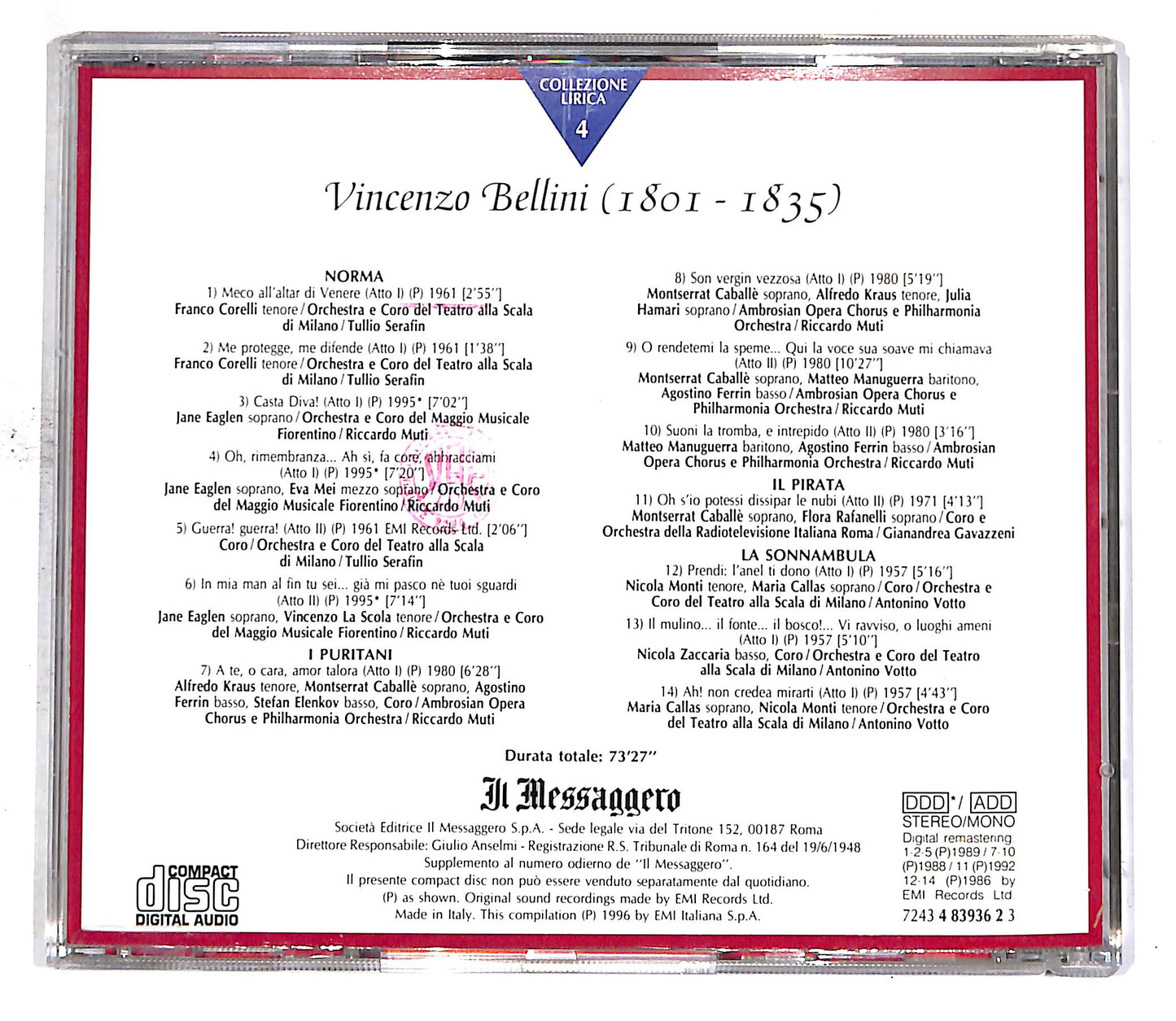 EBOND Collezione Lirica Vol.4 - Bellini EDITORIALE CD CD050154