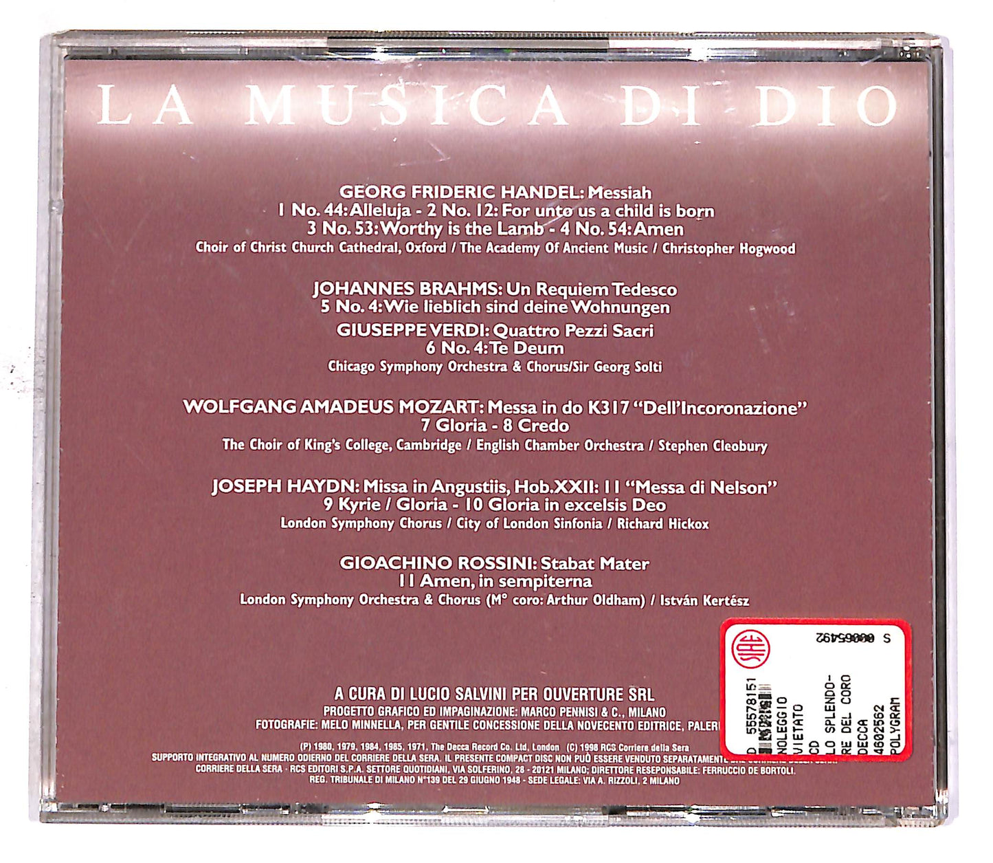 EBOND La Musica Di Dio 2 - Lo Splendore Del Coro EDITORIALE CD CD050204