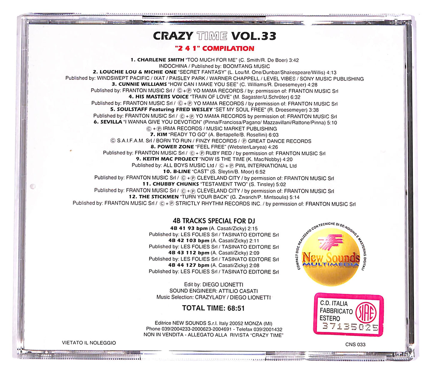 EBOND Various - Crazy! Time Vol. 33 '2 4 1' Compilation EDITORIALE CD CD050241
