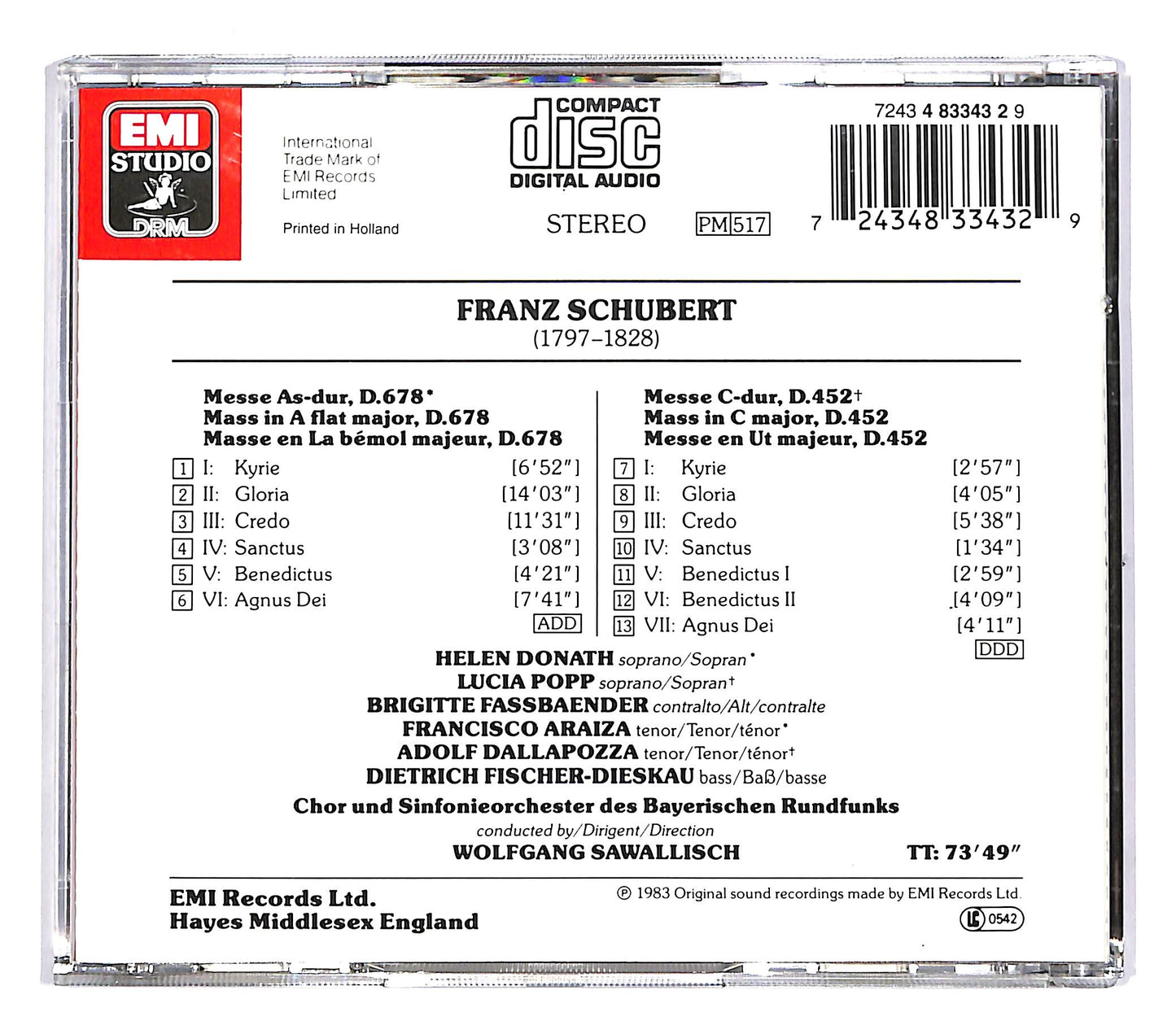 EBOND Schubert - Masses in a Flat e C Sawallisch CD CD050347