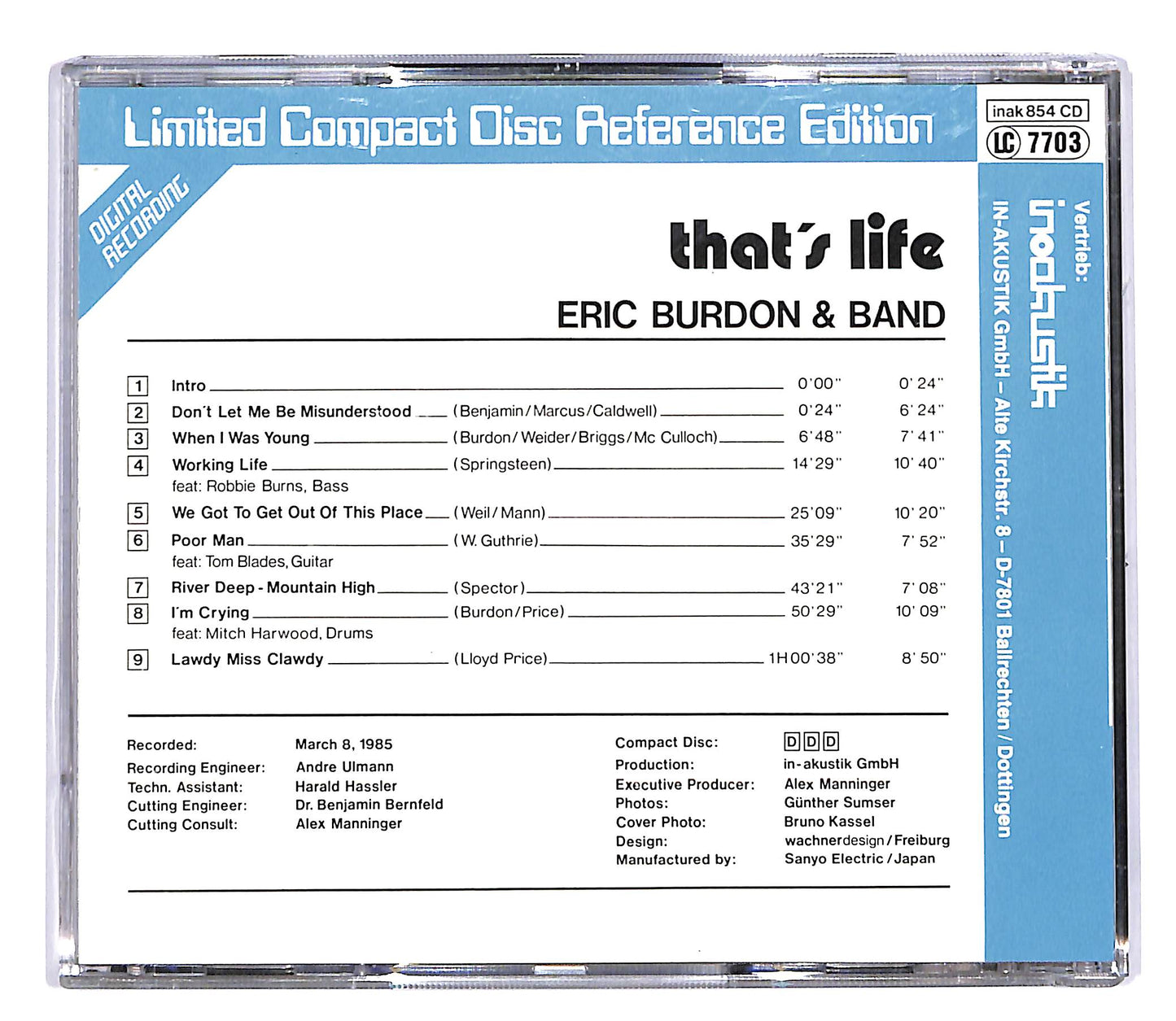 EBOND Eric Burdon e Band - That's Live CD CD050901