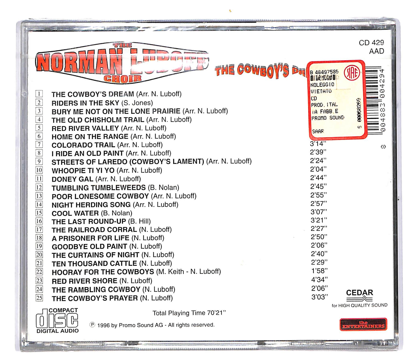 EBOND Norman Luboff Choir - The Cowboy's Dream CD CD051054