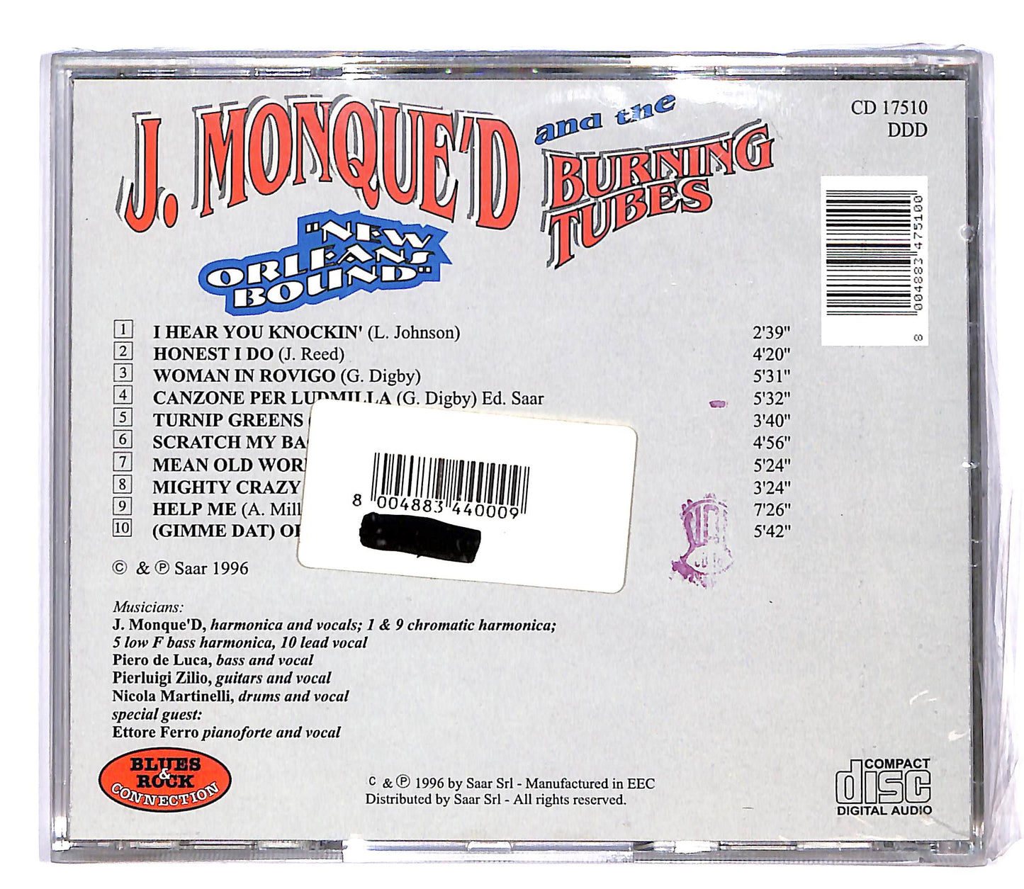 EBOND J. Monque'd And The Burning Tubes - New Orleans Bound CD CD051064