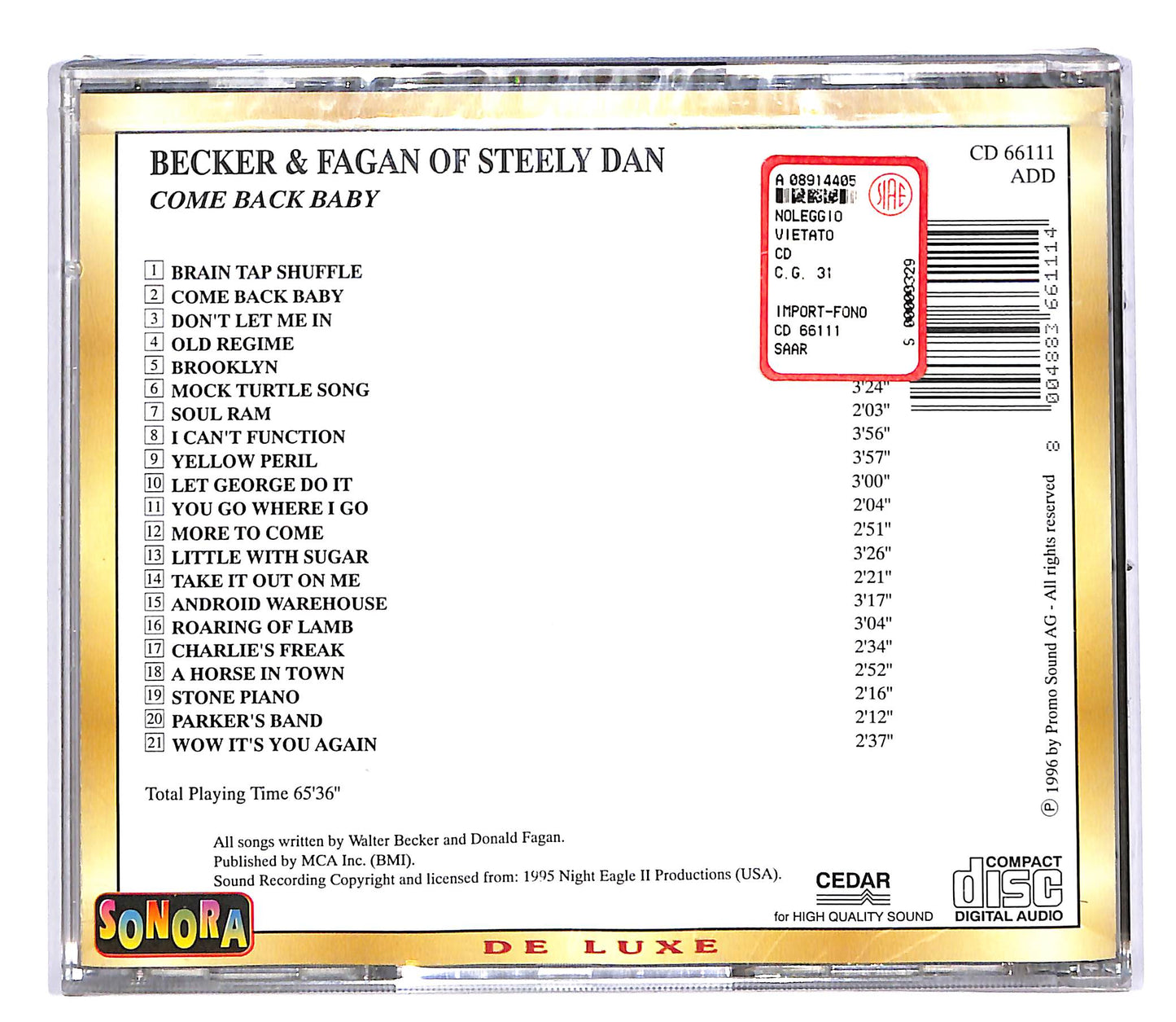EBOND Becker e Fagan Of Steely - Come Back Baby CD CD051126