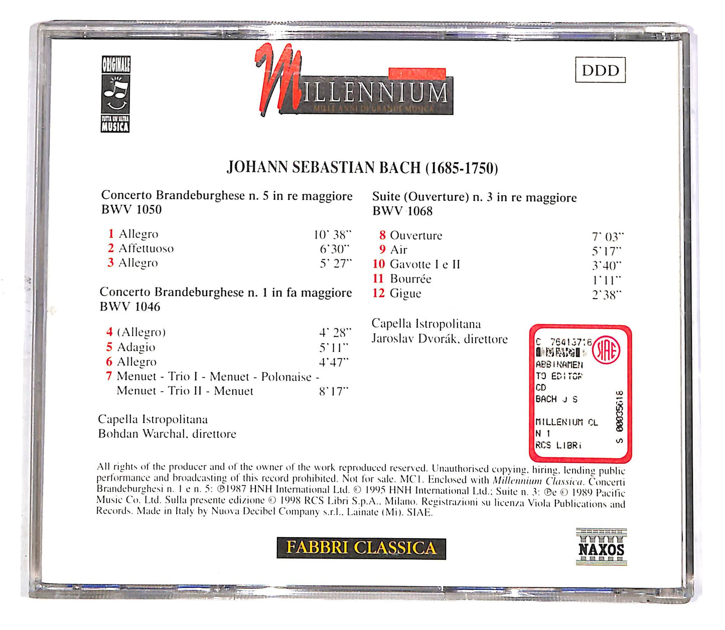 EBOND Bach - Concerti Brandeburghesi N.1, N.5, Suite N.3 EDITORIALE CD CD051432