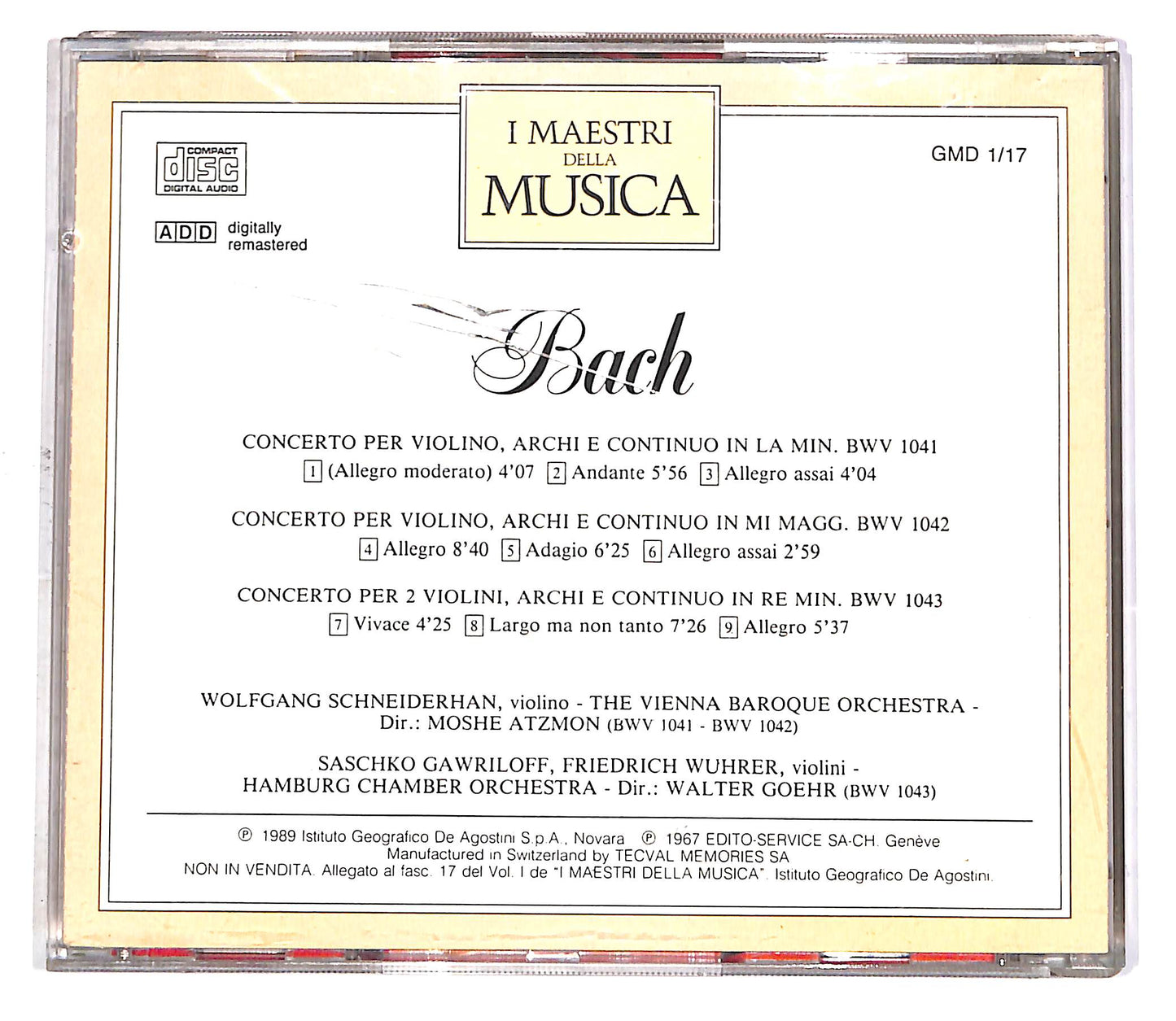 EBOND Bach: Concerti Violino BWV 1041, BWV 1042, BWV 1043 EDITORIALE CD CD051501