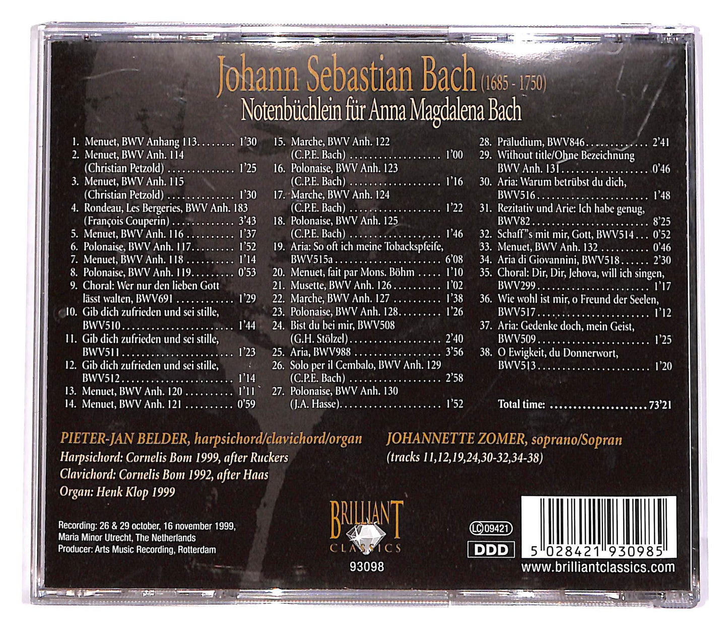 EBOND Bach - Notenbuchlein Fur Anna Magdalena Bach CD CD051509