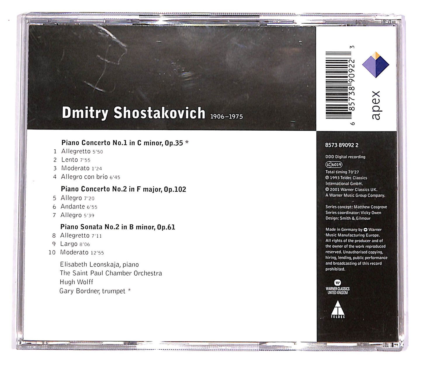 EBOND Shostakovich - Piano Concertos Nos. 1 & 2 / Piano Sonata No.2 CD CD051518