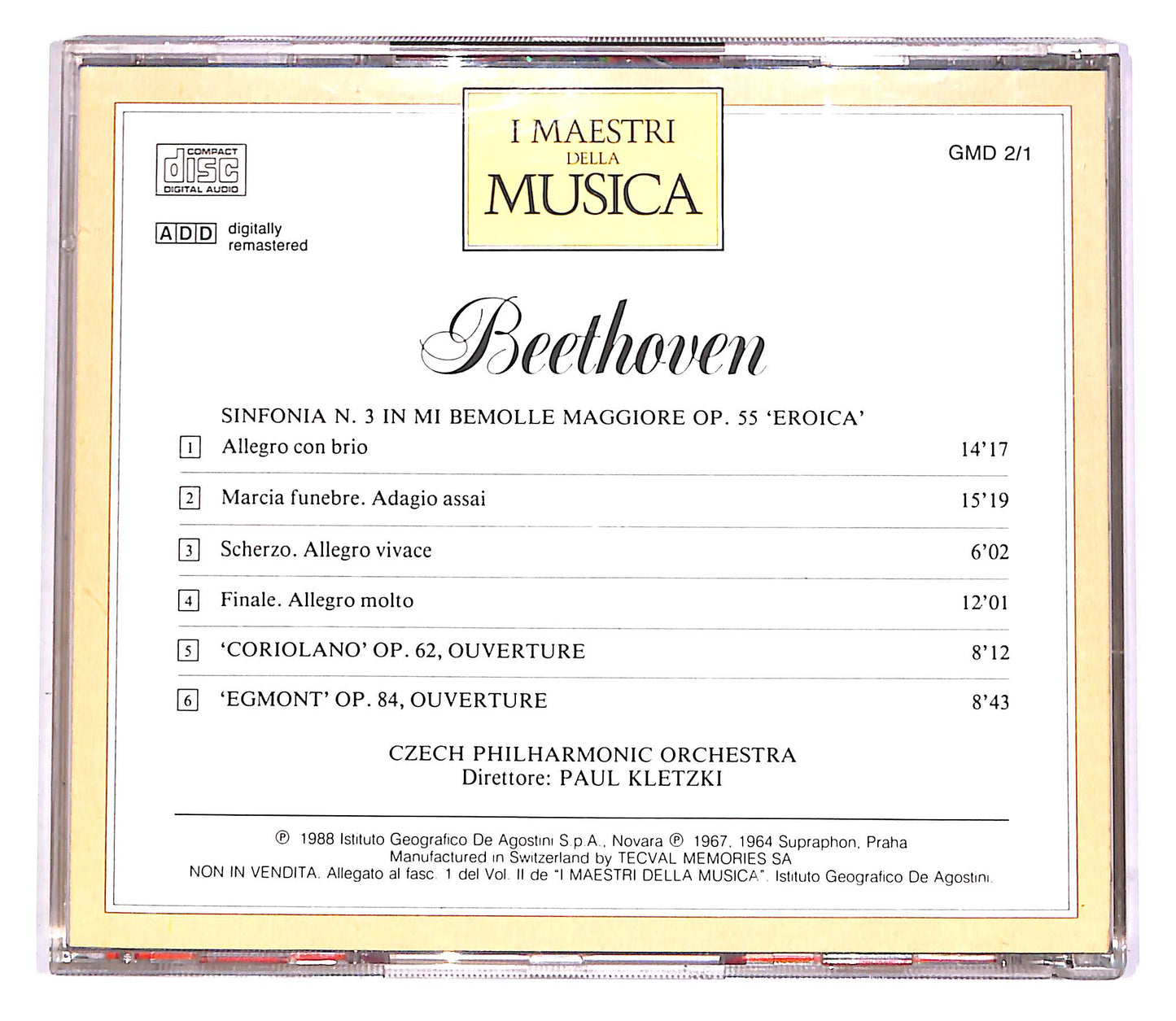 EBOND Beethoven - Sinfonia N.3, Coriolano, Egmont EDITORIALE CD CD051625