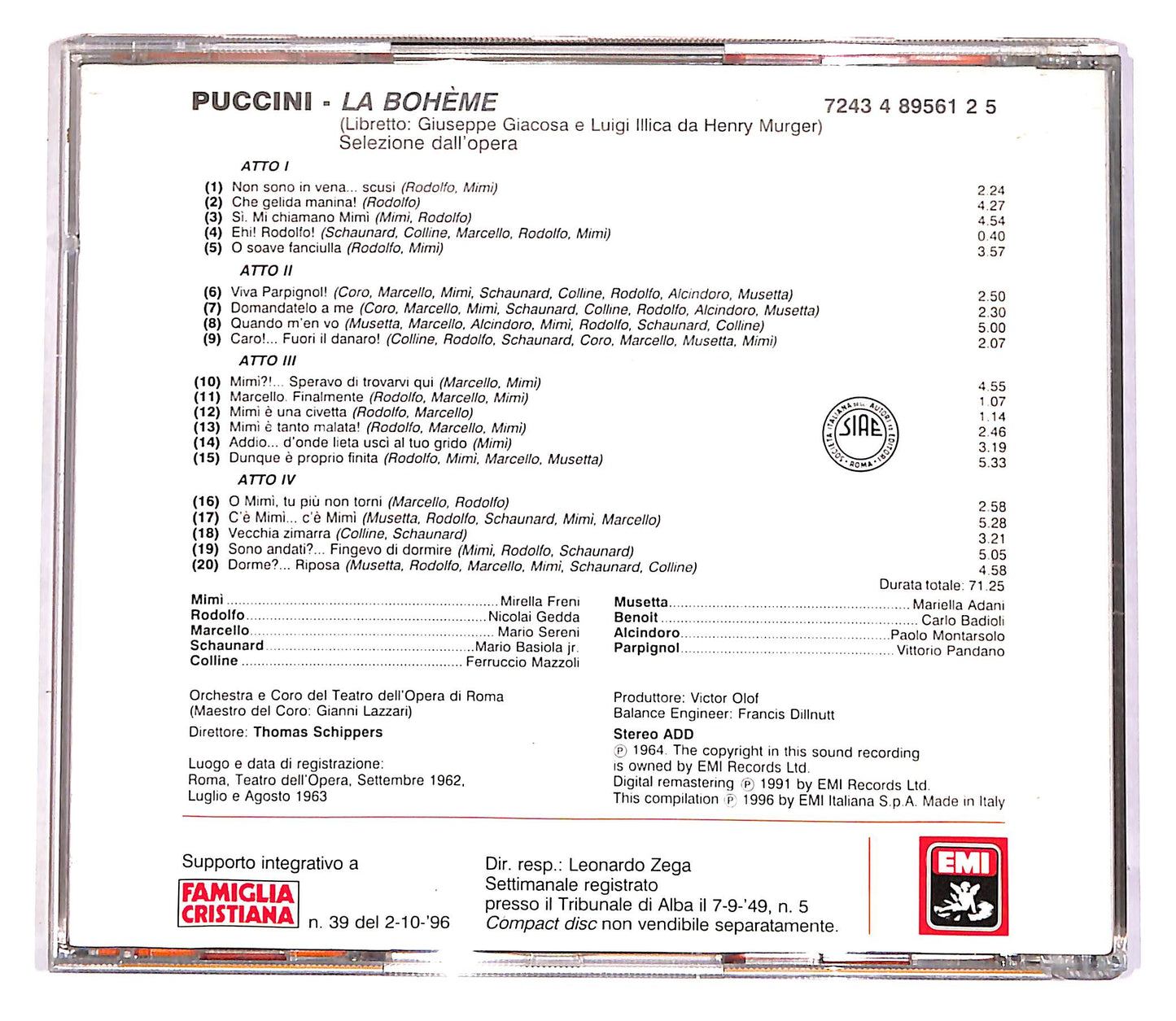 EBOND Puccini - La Boheme - Le Pagine Piu Belle - Schippers EDITORIA CD CD051718