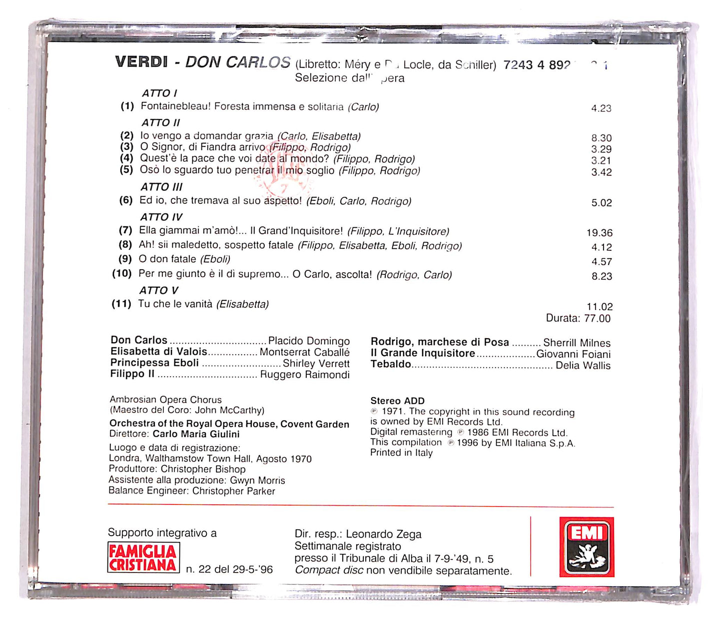 EBOND Verdi - Don Carlos - Le Pagine Piu Belle - Giulini EDITORIALE CD CD051734