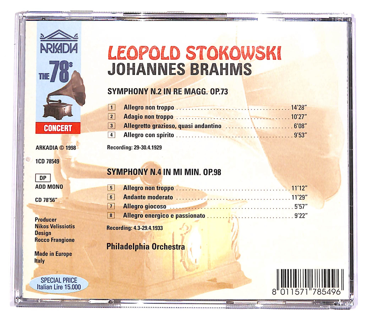 EBOND Brahms - Symphony N.2 & N.4 Leopold Stokowski CD CD051737