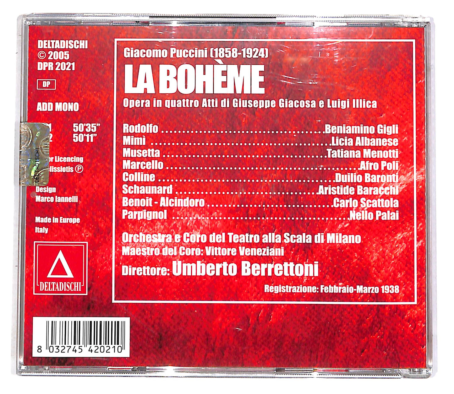 EBOND Puccini - La Boheme - Teatro Alla Scala, Berrettoni (2 dischi) CD CD052236