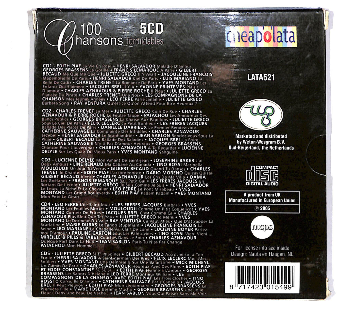 EBOND Various - 100 Chansons Formidables (5 dischi) CD CD052253