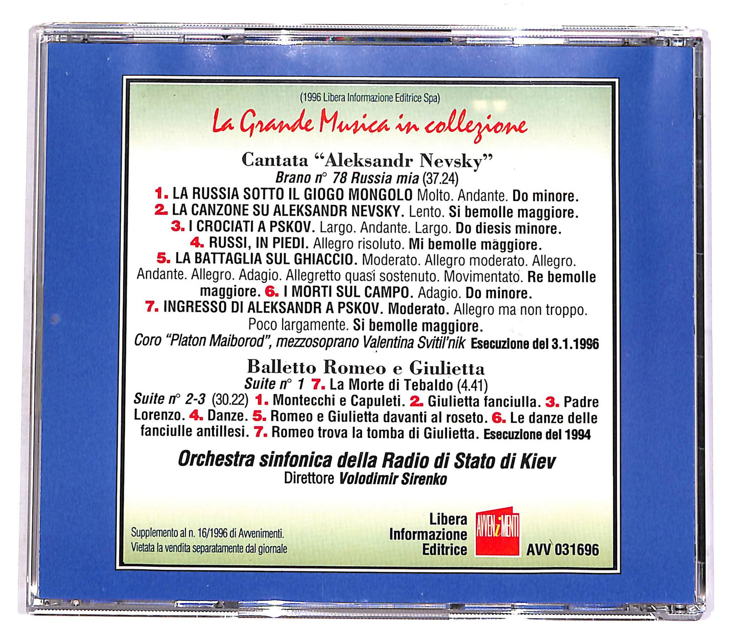 EBOND Sergei Prokofiev - A. Nevsky - Romeo E Giulietta EDITORIALE CD CD052448