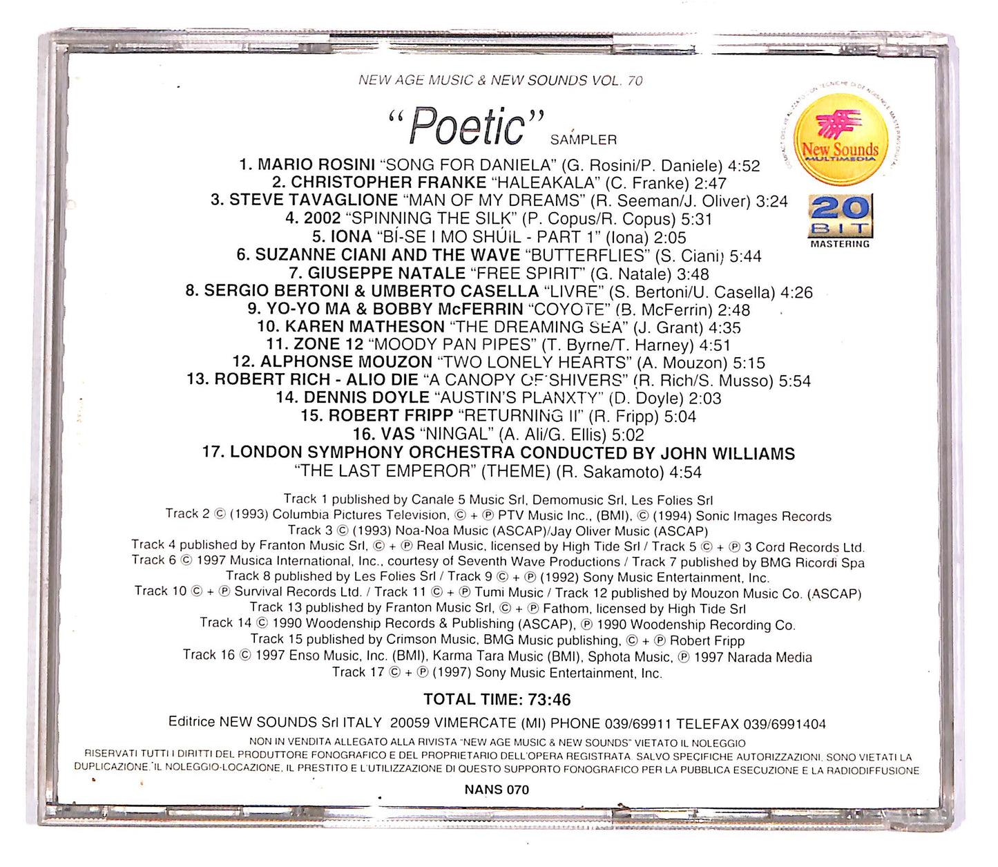 EBOND New Age Music & New Sounds Vol.70 - Poetic EDITORIALE CD CD052608